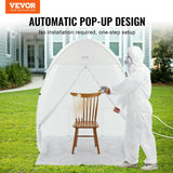 Portable spray paint booth in use with furniture being spray painted inside