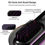 Cordless hair straightener brush in use smoothing hair