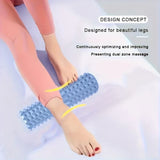 Portable massage roller used on the calf