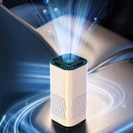PureBreeze mini portable air purifier in black, front view