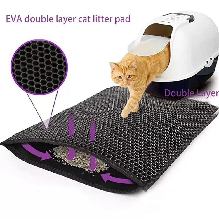 Cat litter mat placed in front of litter box