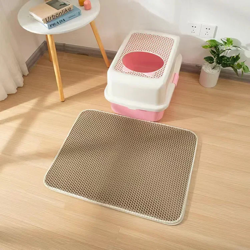 Litter mat rolled for storage