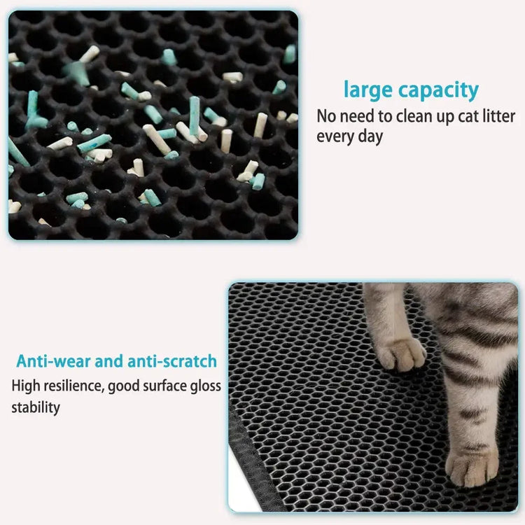 Cat litter mat in coffee color shown on hard floor