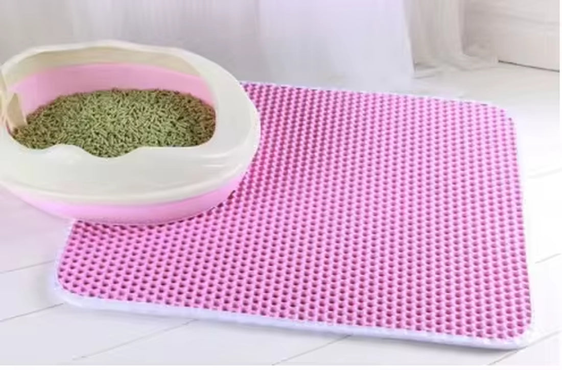 Black non-slip cat litter mat in larger size