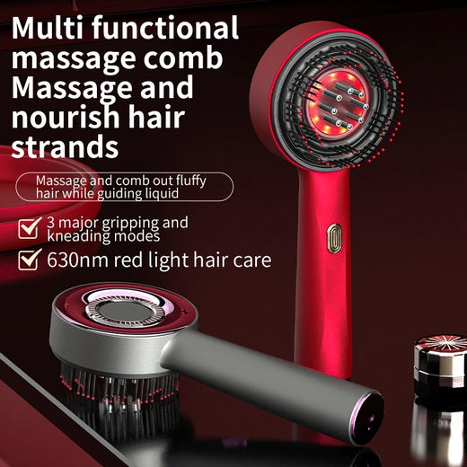 Electric vibration scalp brush in use on hair