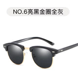 Retro square sunglasses side profile showing rivet frame
