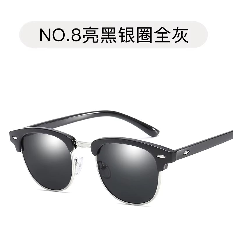 Retro square sunglasses with rivets, alternate angle