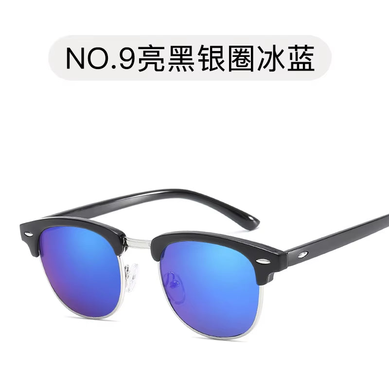 Retro square sunglasses on display, color comparison