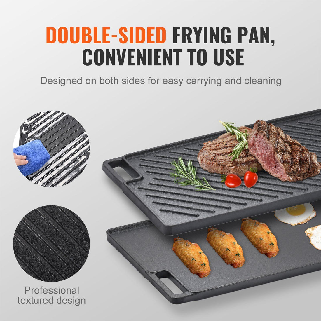 Reversible Cast Iron Grill Griddle in use