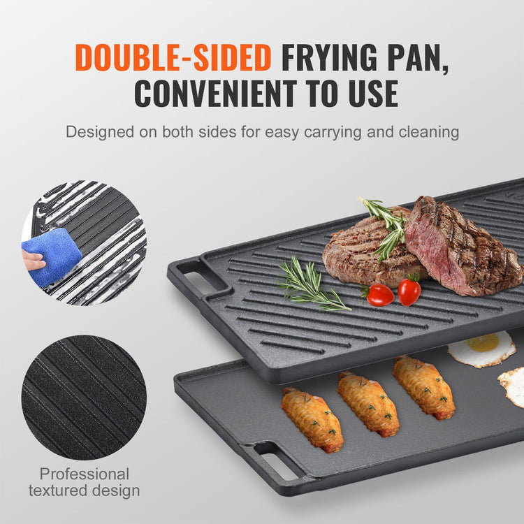 Reversible Cast Iron Grill Griddle in use