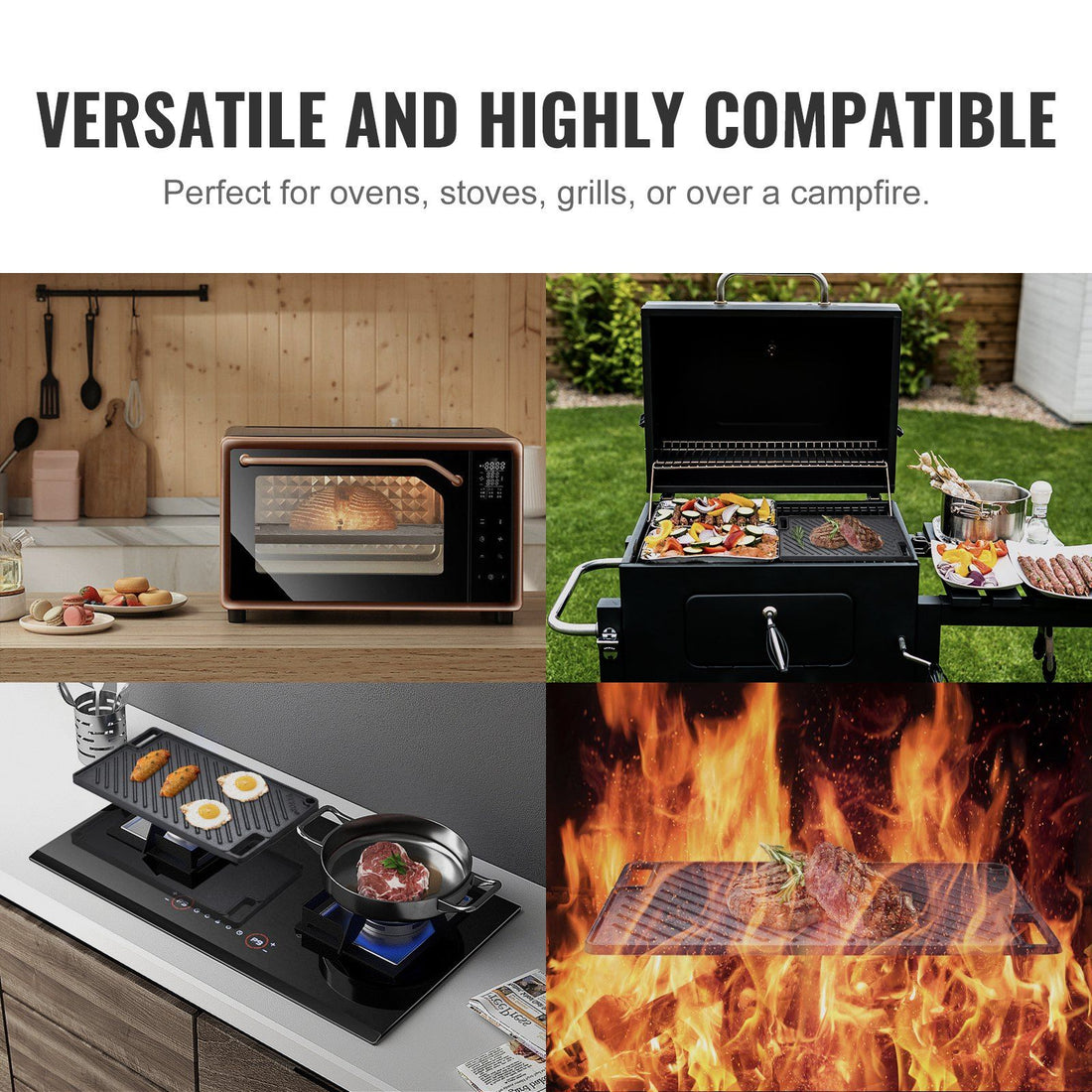 Reversible Cast Iron Grill Griddle feature detail