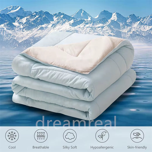 Reversible cooling blanket blue gray color option