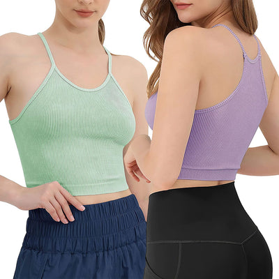 Women's ribbed knit crop tank set 3-pack main product view