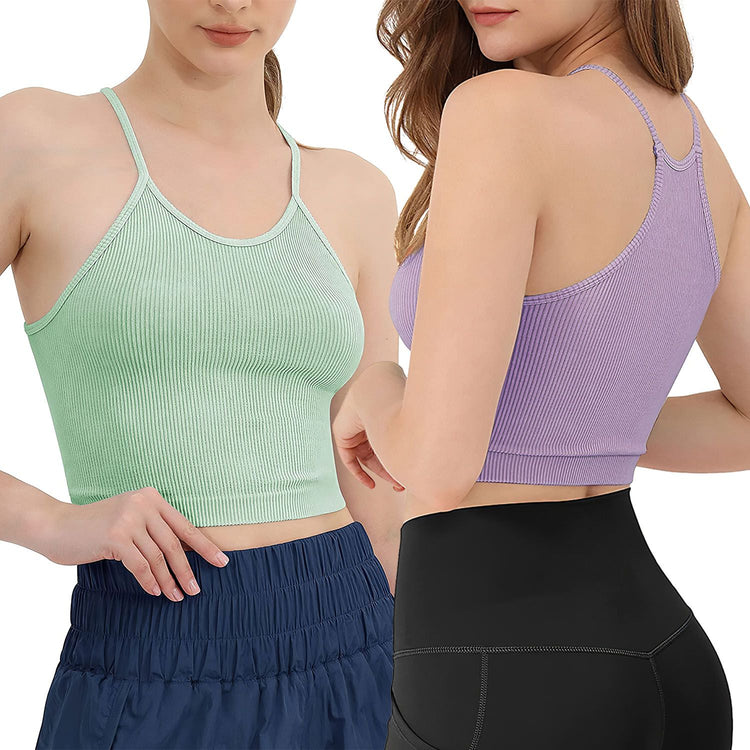 Women's ribbed knit crop tank set 3-pack main product view