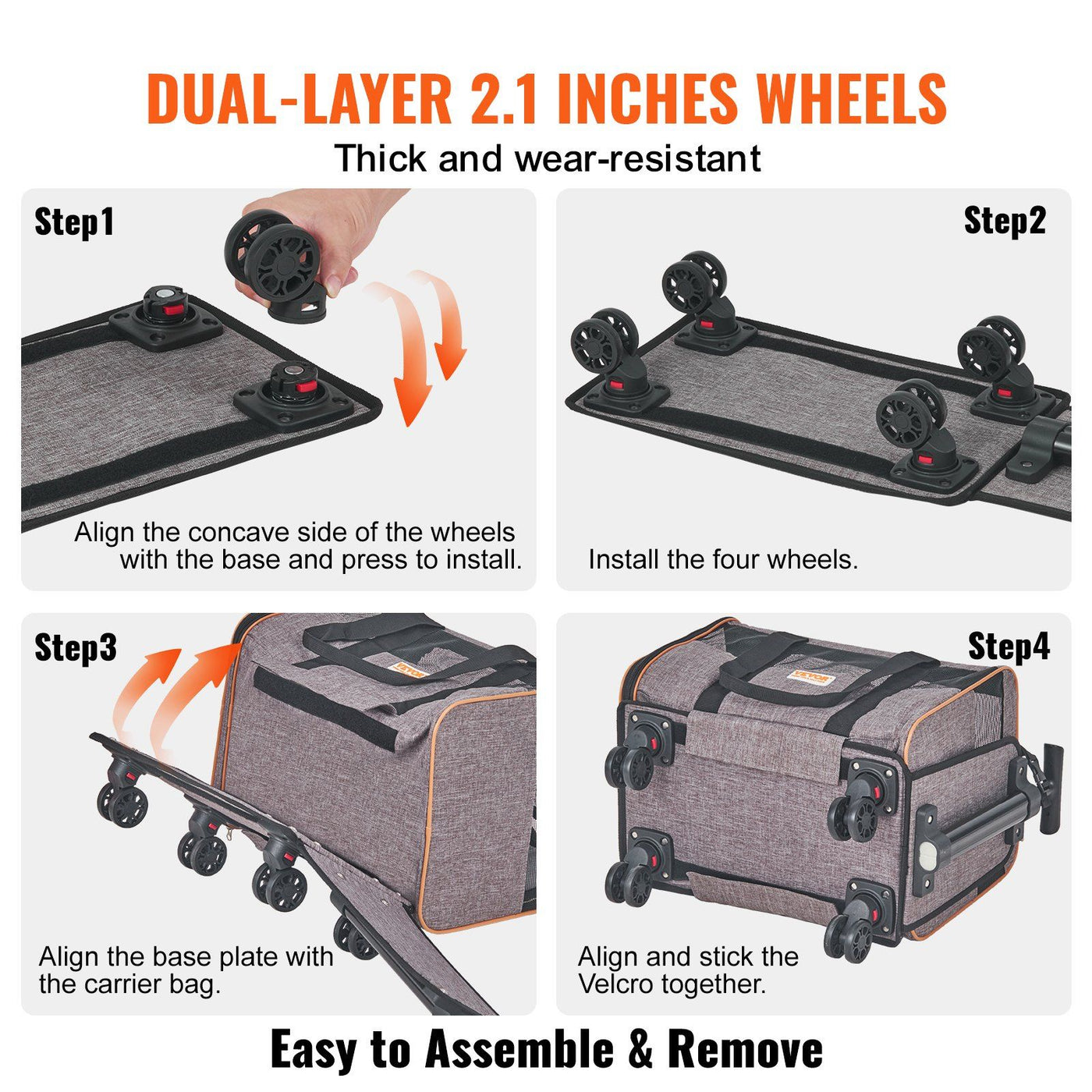 Rolling cat carrier interior view showing soft-sided pet compartment