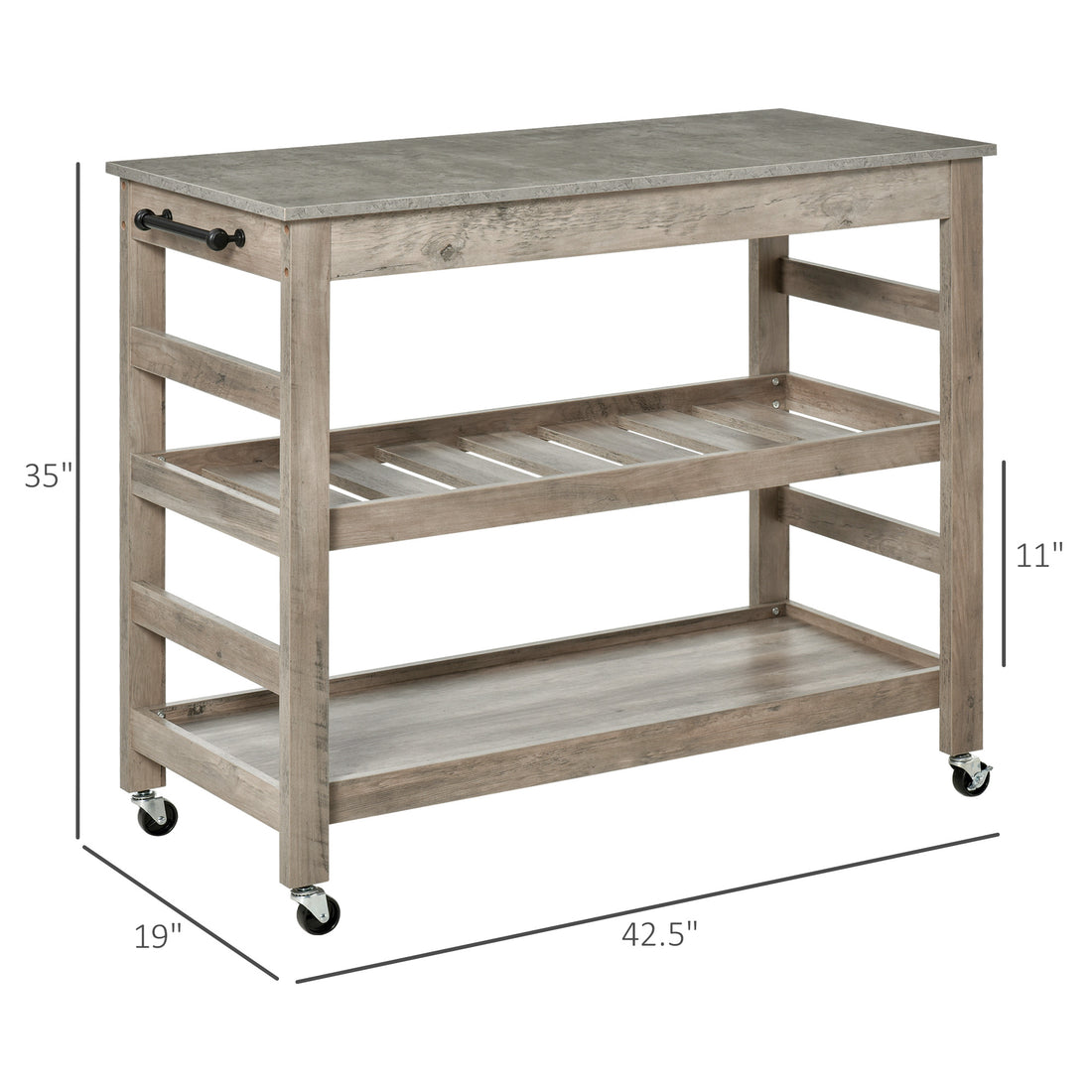 Stainless steel kitchen cart lower storage shelves