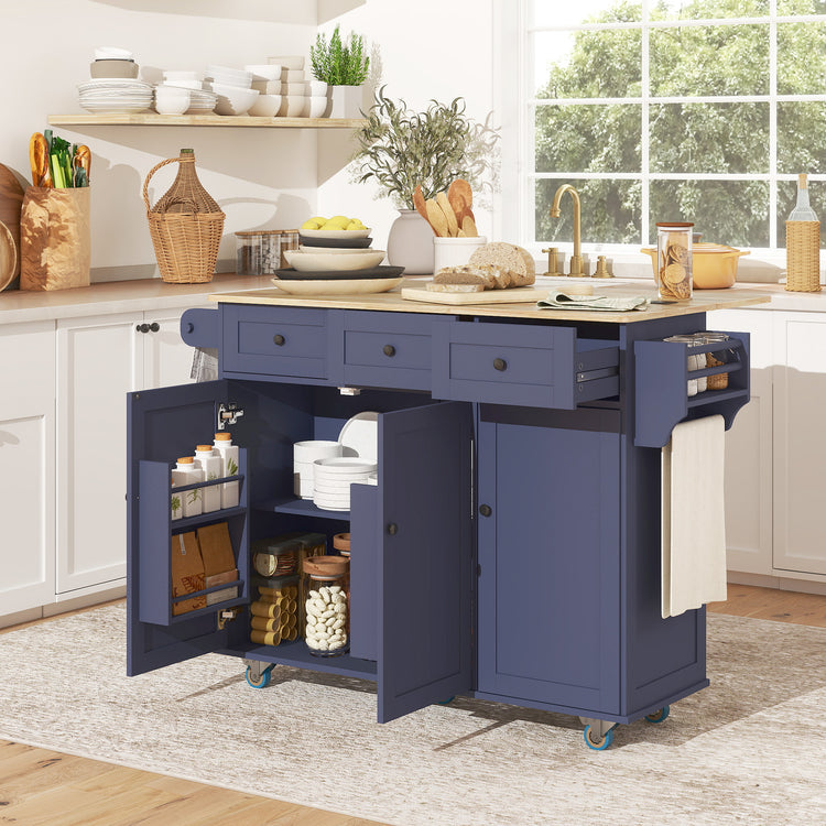 Kitchen island cart drop leaf extended for seating