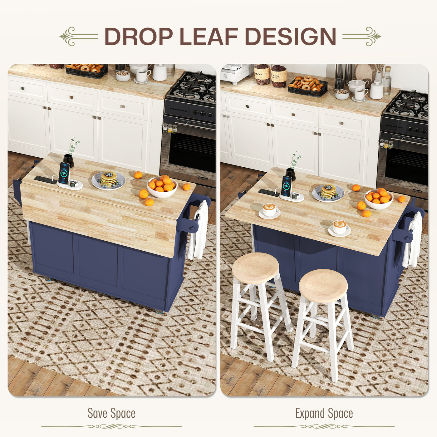 Kitchen island cart locking caster wheel close-up