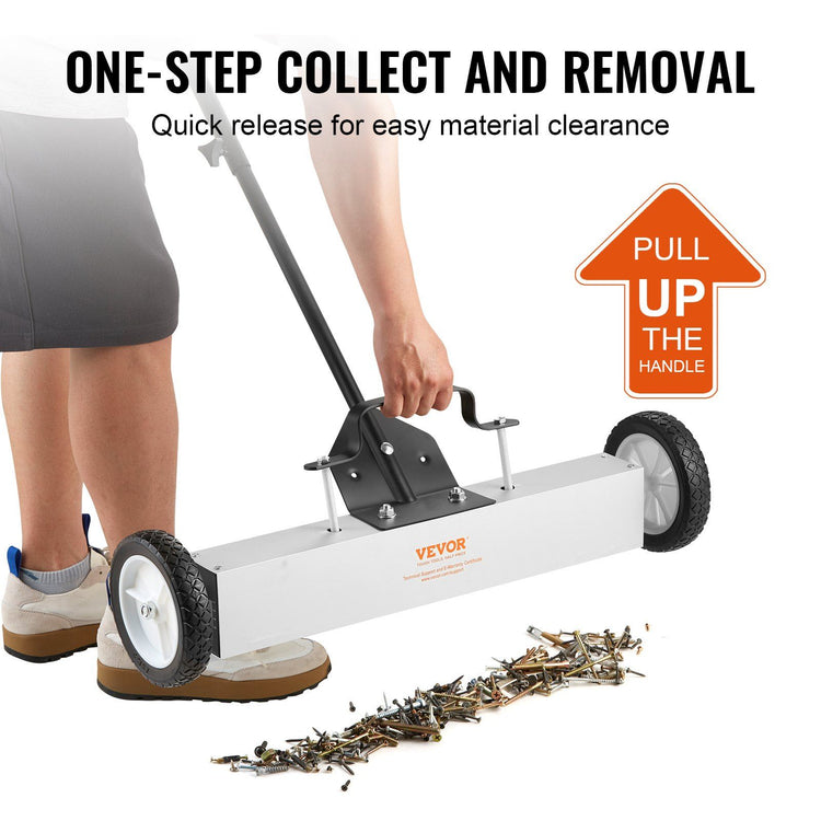 Rolling Magnetic Sweeper 50lbs Pickup in use