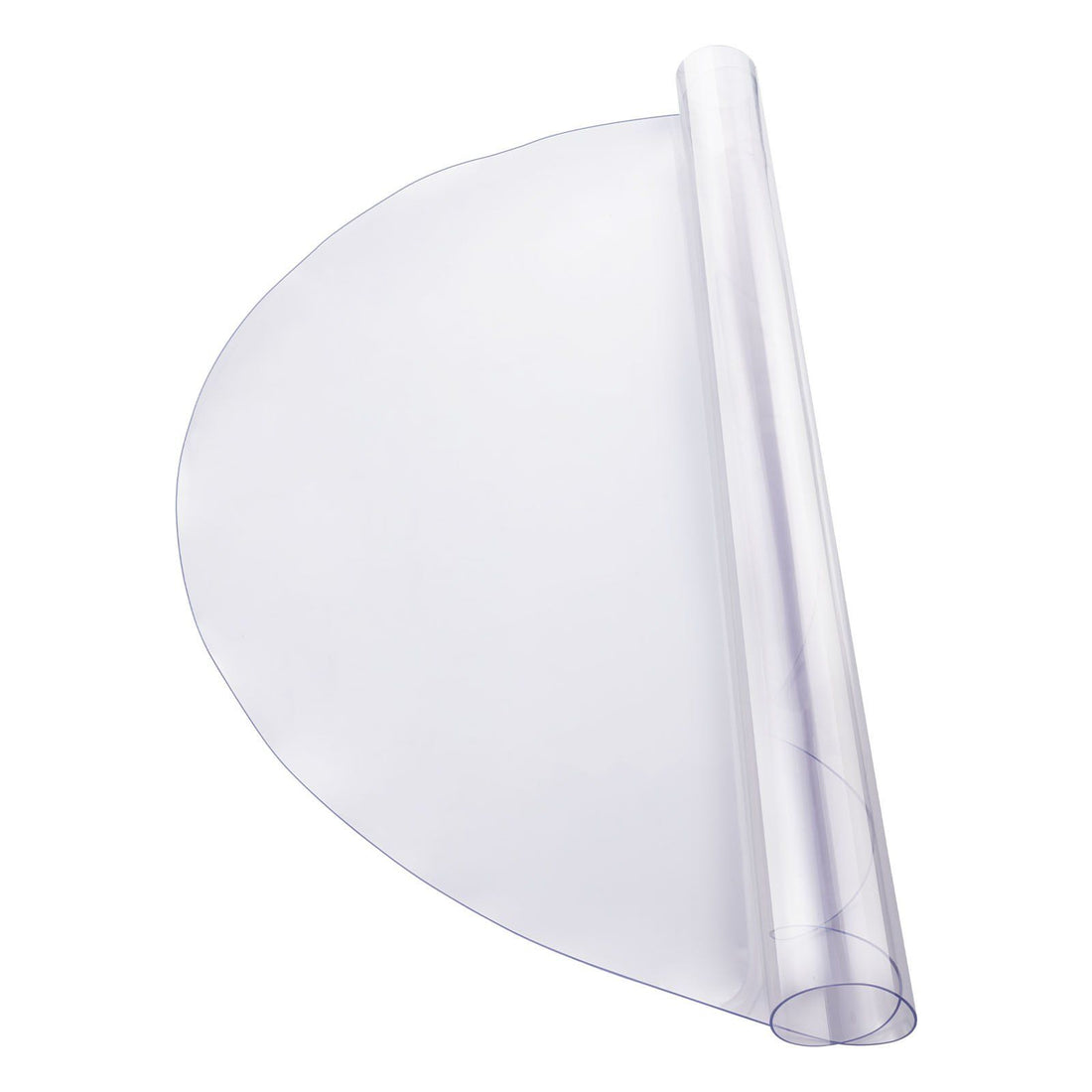 round clear PVC table protector on a wood dining table showing grain
