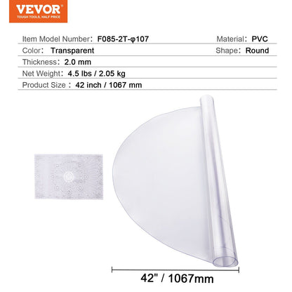 round clear PVC table protector rolled for storage