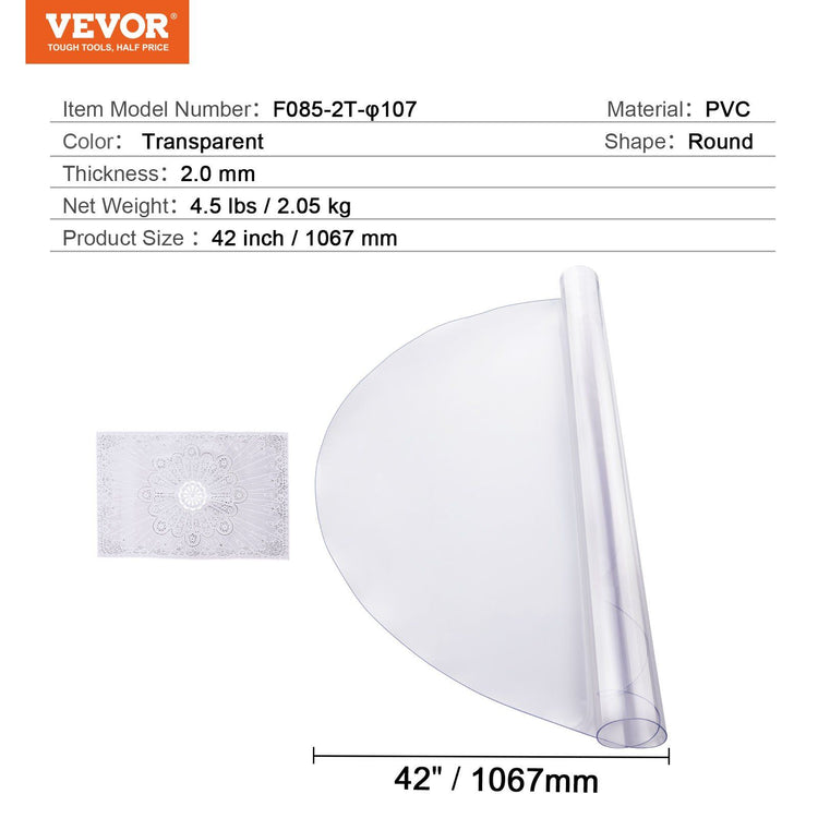 round clear PVC table protector rolled for storage