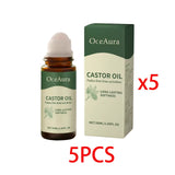 PureGlow organic castor oil roll-on bottle standing upright