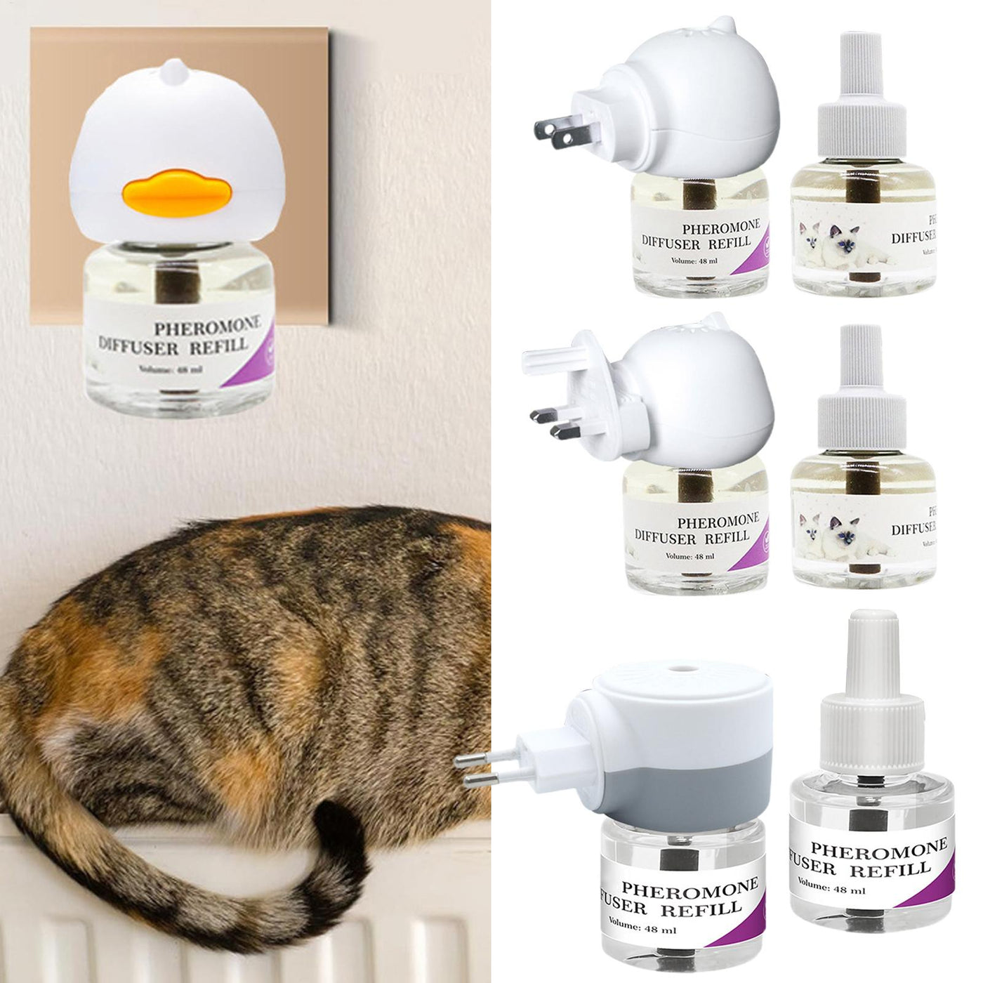 PurrZen cat calming diffuser plugged into a wall outlet