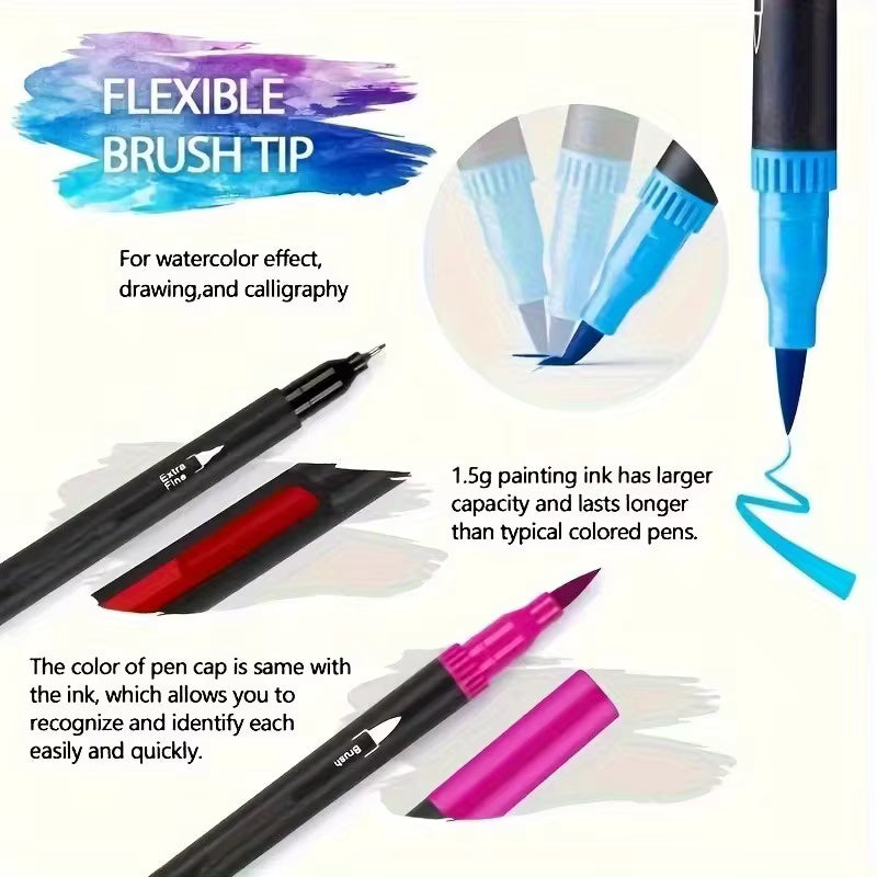 Dual tip markers broad brush tip close-up