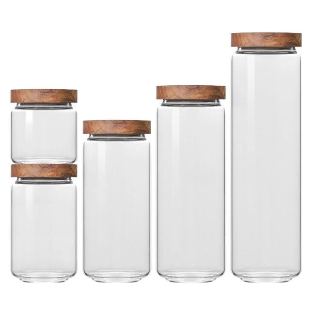 Jar shown stacked to demonstrate stackability