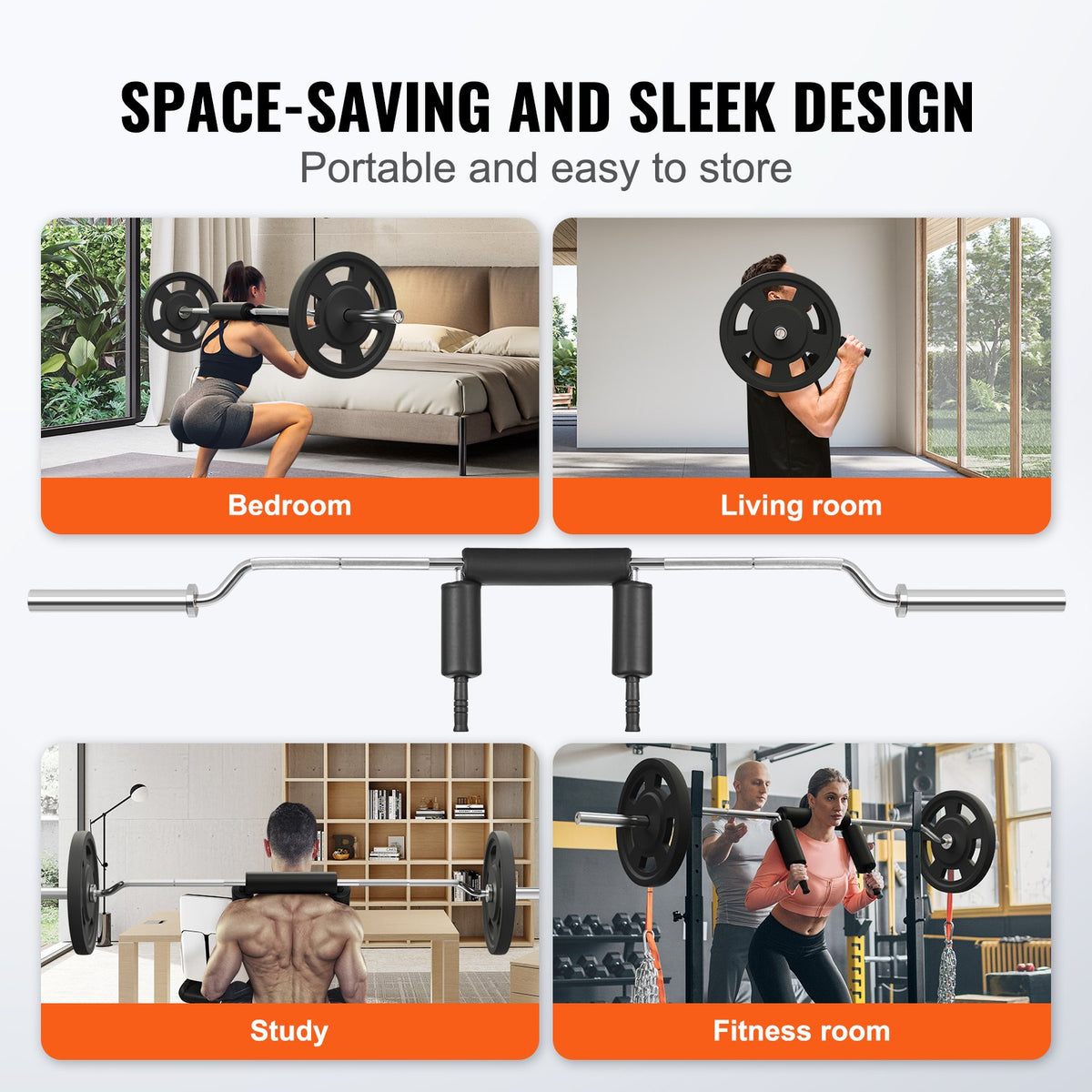 Safety squat bar sleeve and collar