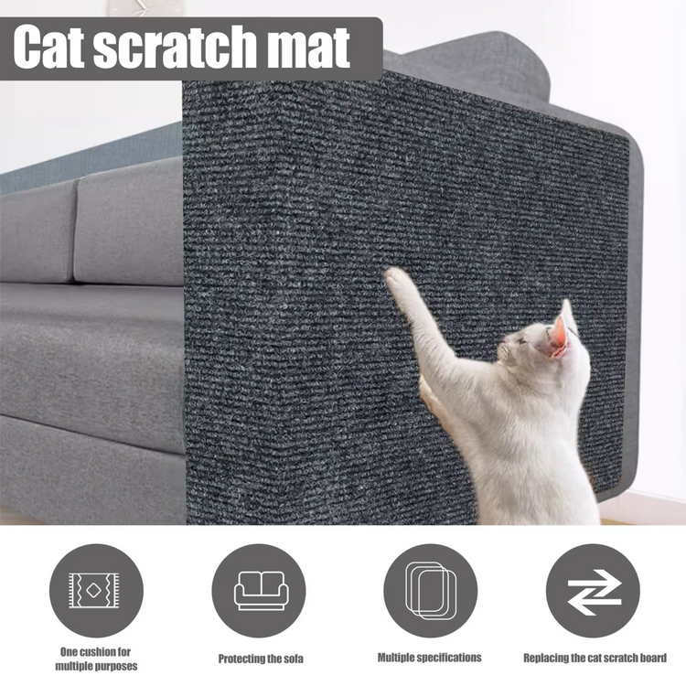 ScratchGuard cat couch protector mat in light gray on sofa