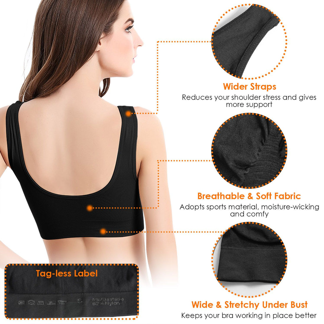 seamless sports bra band detail
