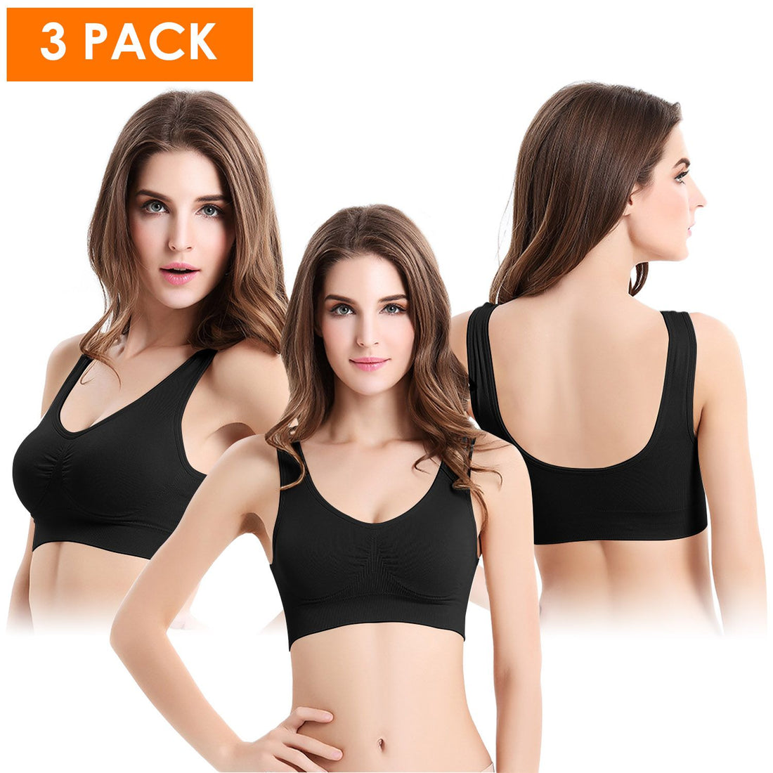 seamless sports bras 3-pack rotation set