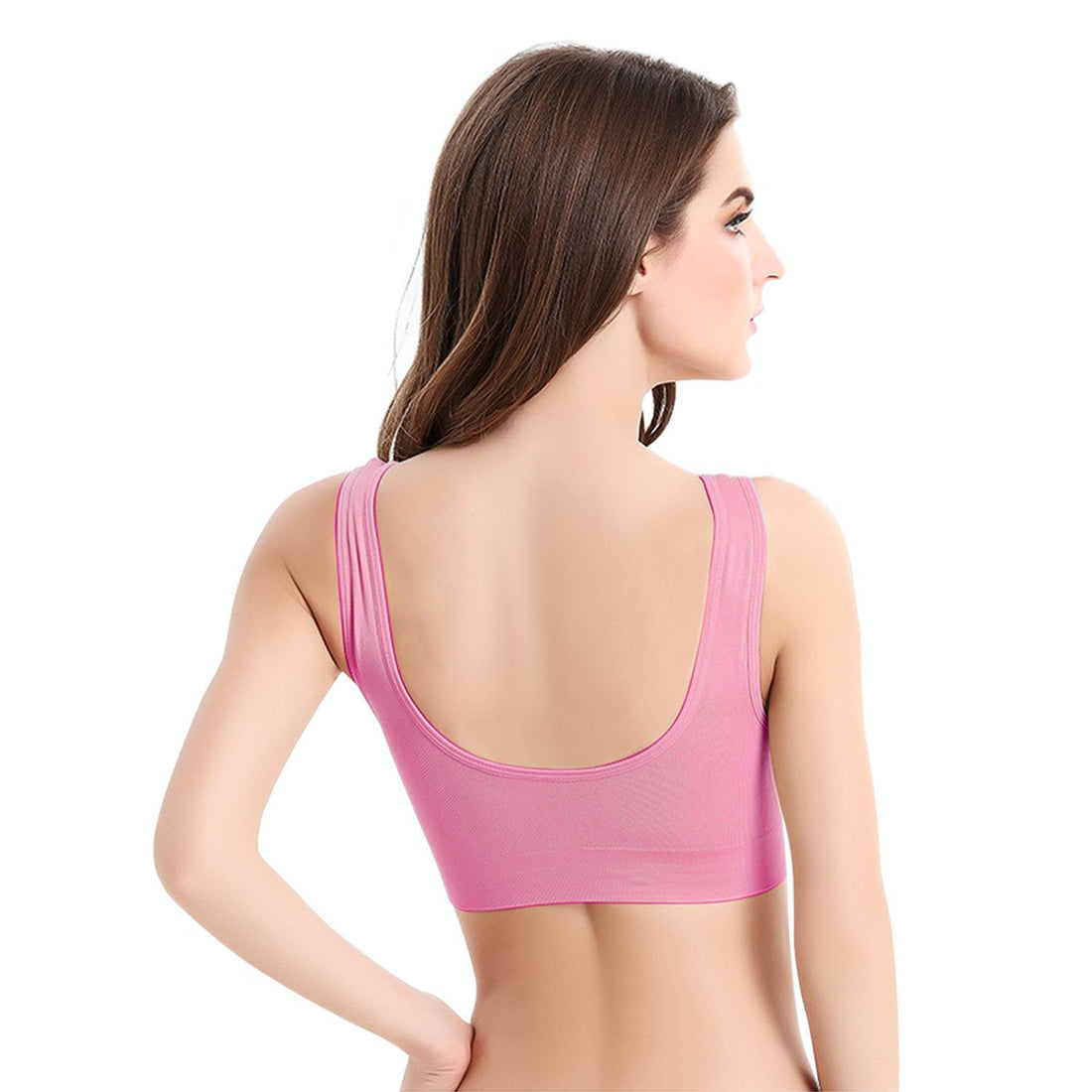 wire-free seamless sports bra strap detail