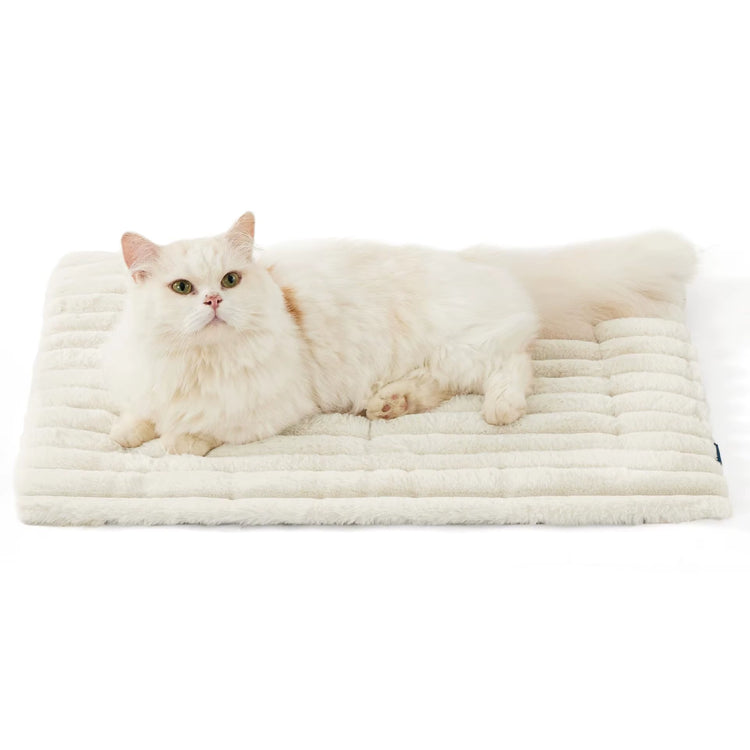 Self warming cat mat in beige, cozy pet rest spot