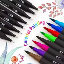 Watercolor markers fine tip detail view