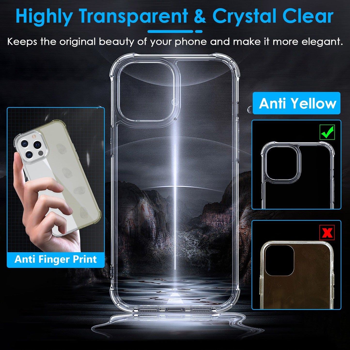 Side profile of the clear TPU case showing raised lip