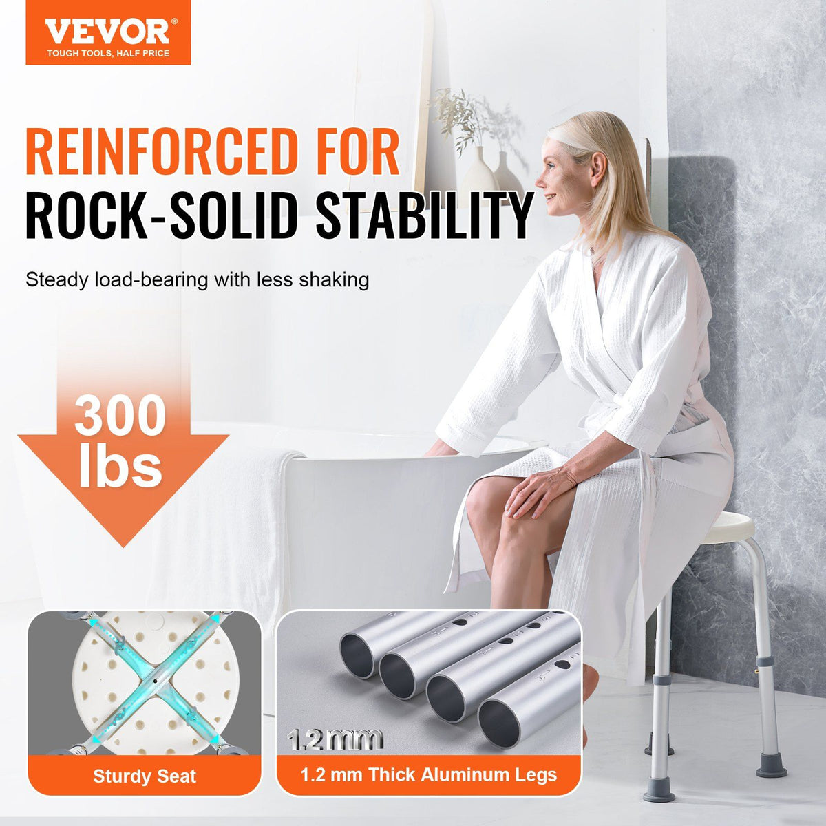 Shower Chair for Elderly 300 lbs Capacity2