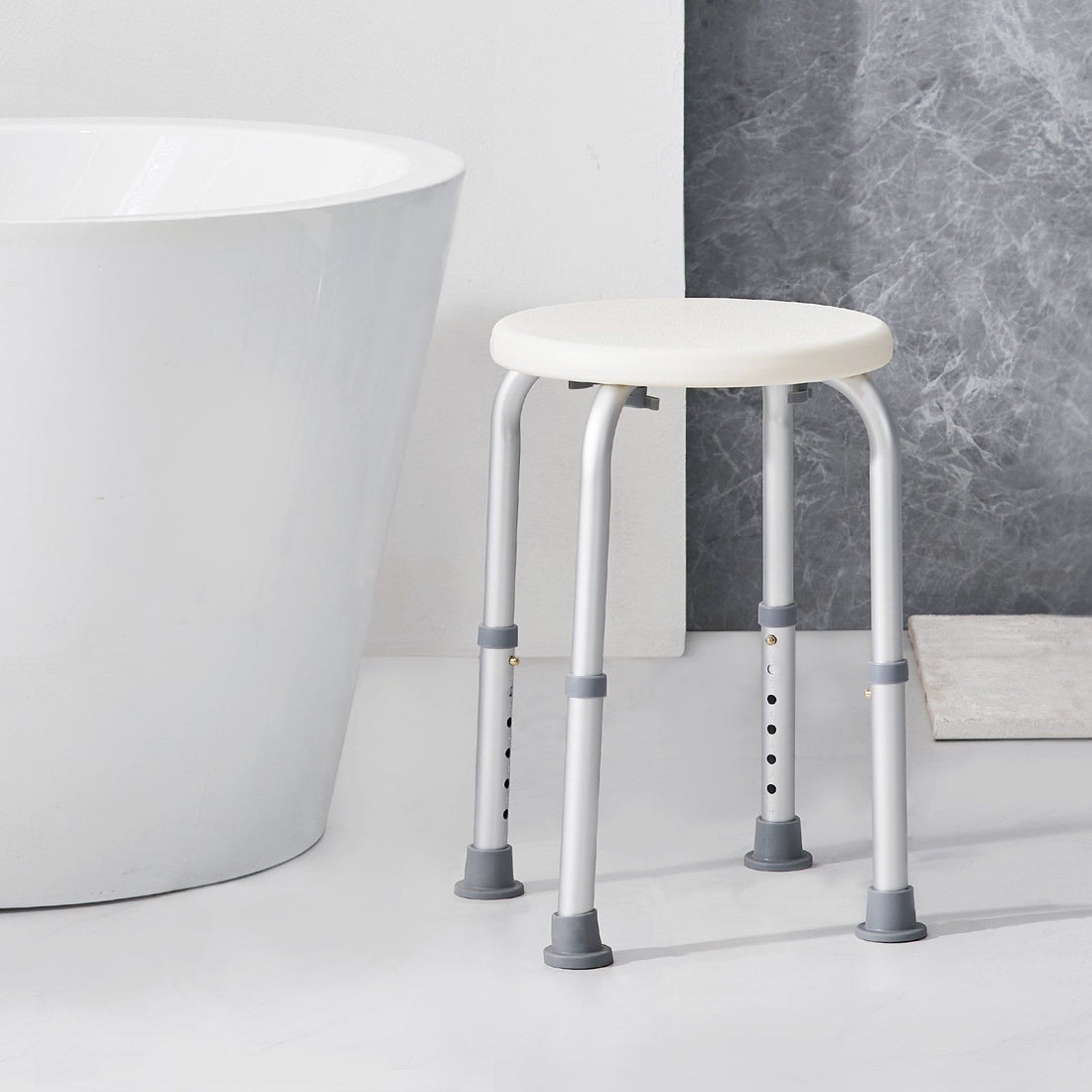 Shower chair set up in a tub-shower combo