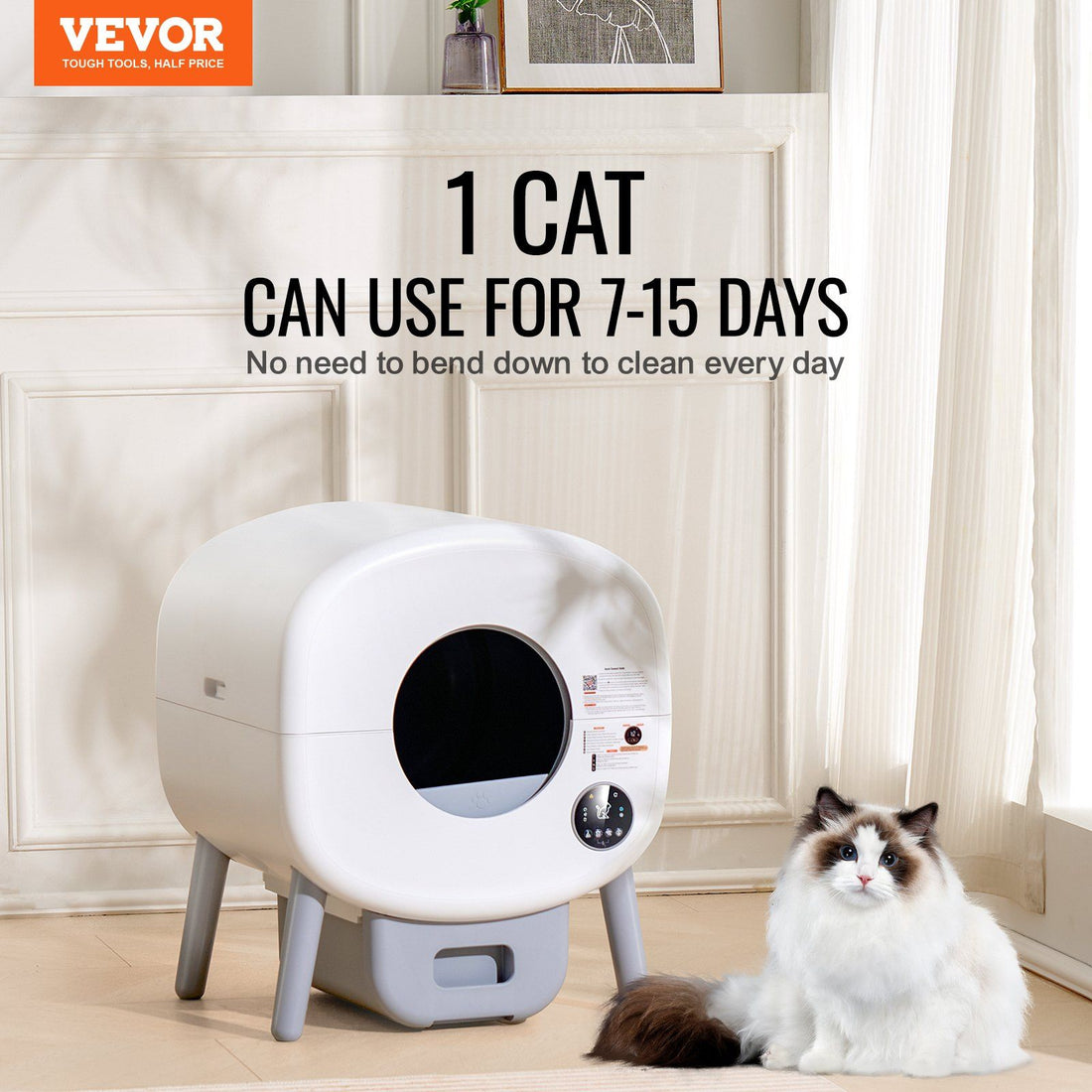 Smart automatic cat litter box side view