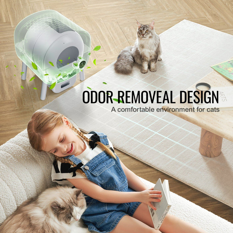 Smart automatic cat litter box close-up detail