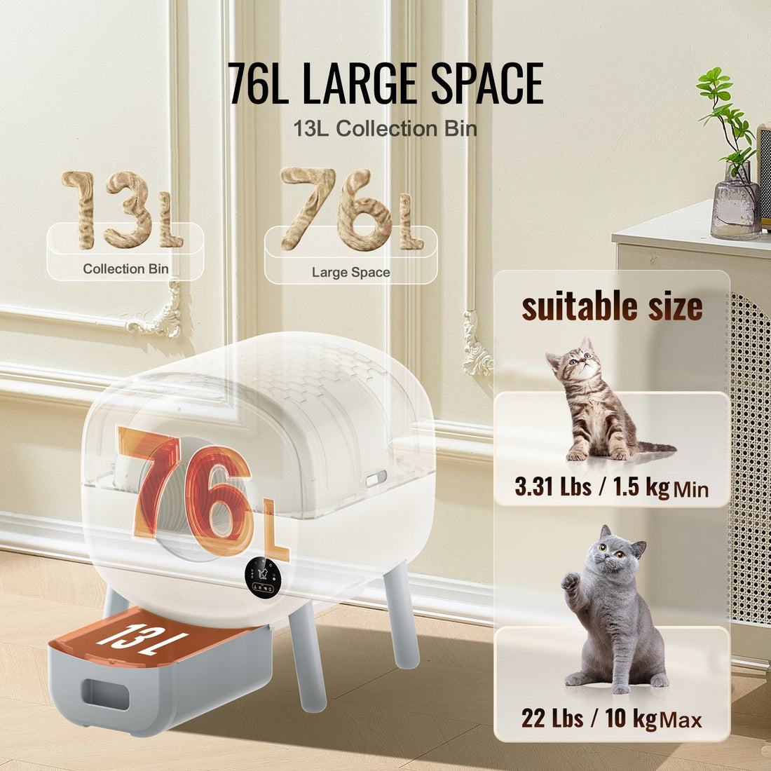 Smart automatic cat litter box in-use lifestyle