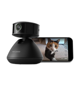 Smart pet camera monitor with two-way audio on a shelf
