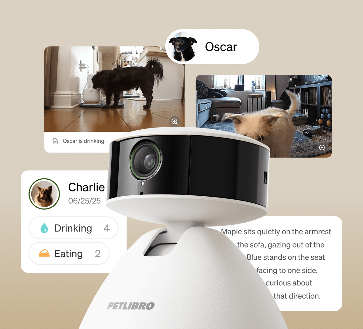 Smart pet camera in white color variant