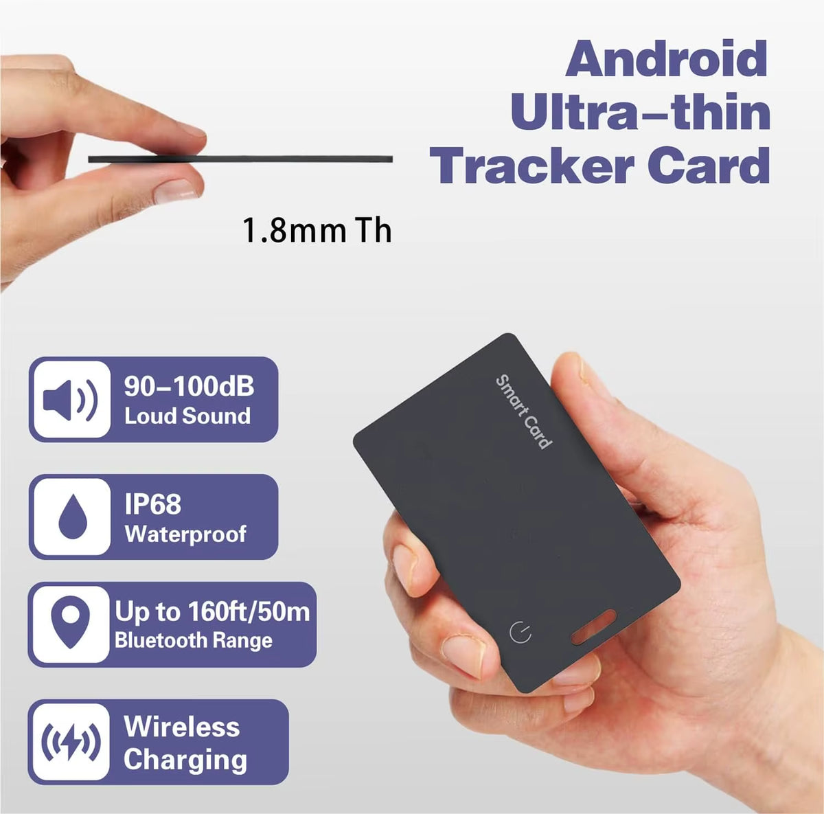 Smart tracker card paired with smartphone app