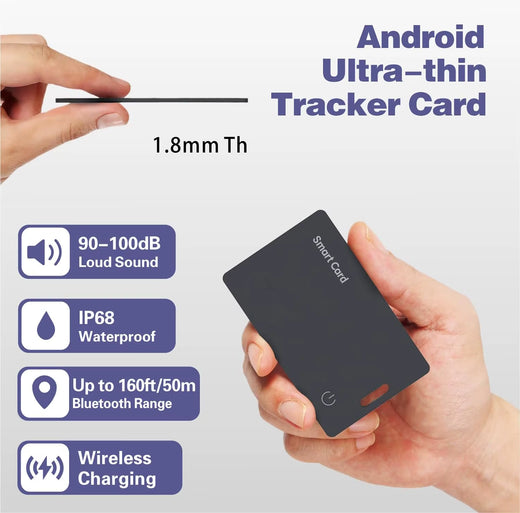 Smart tracker card paired with smartphone app