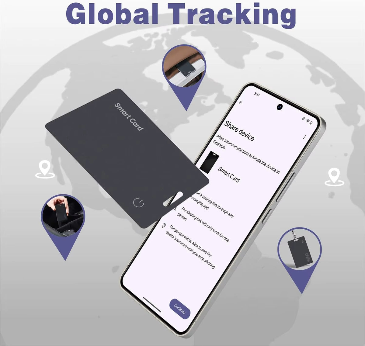 Smart wallet tracker card slim Bluetooth tag