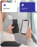 Slim wallet tracking card with charging port detail