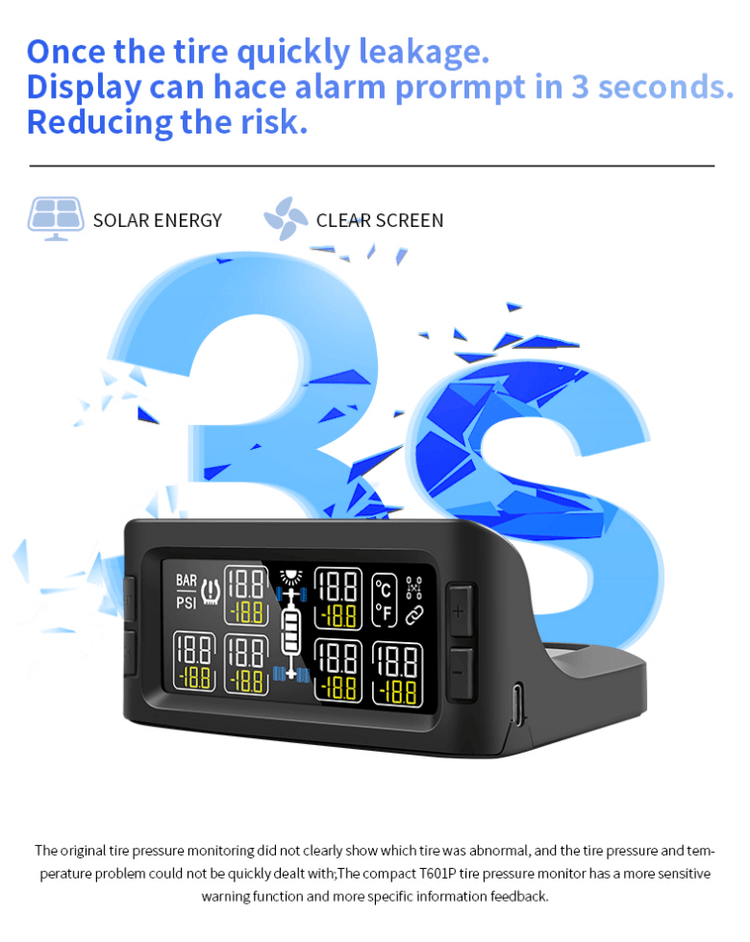 Solar TPMS 6-Wheel Tire Monitor detail close-up